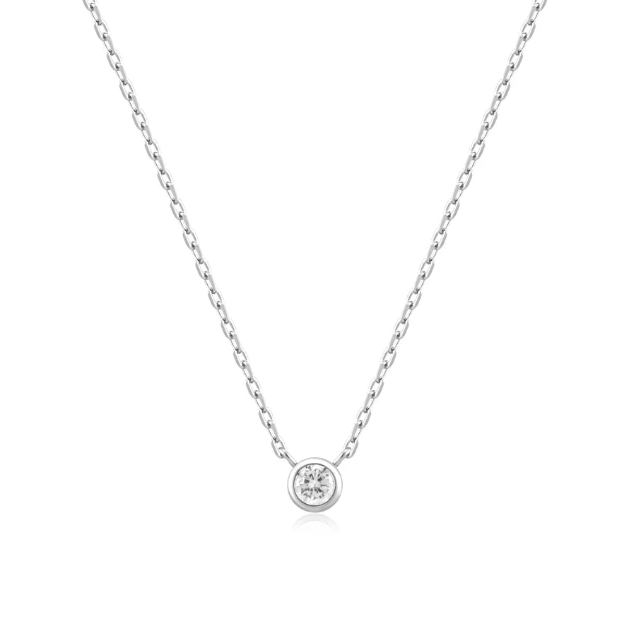 Ania Haie Silver Round Solitaire CZ Necklace