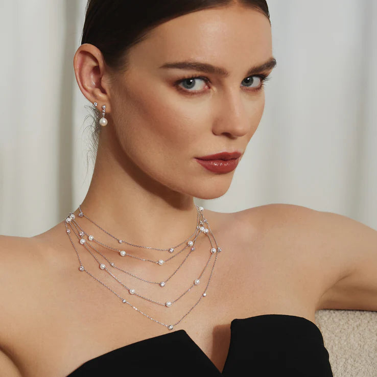 Ania Haie Sterling Silver Shell Pearl Station Necklace