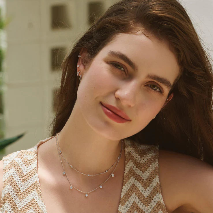 Ania Haie Silver Molten Bezel Set Droplet Station Necklace