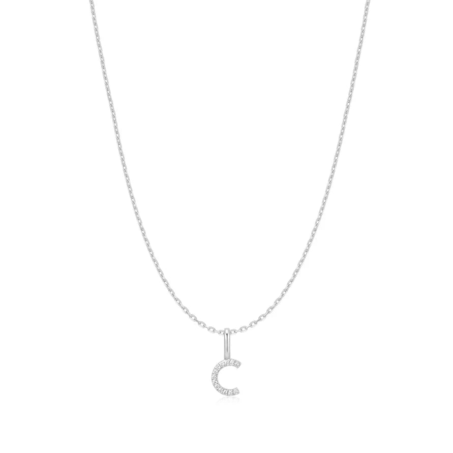 Ania Haie Sterling Silver CZ Letter 'C' Initial Necklace