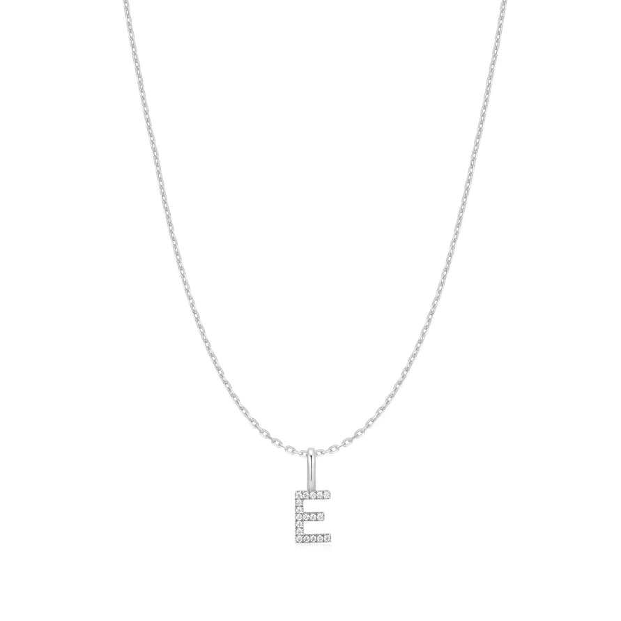 Ania Haie Sterling Silver CZ Letter 'E' Initial Necklace