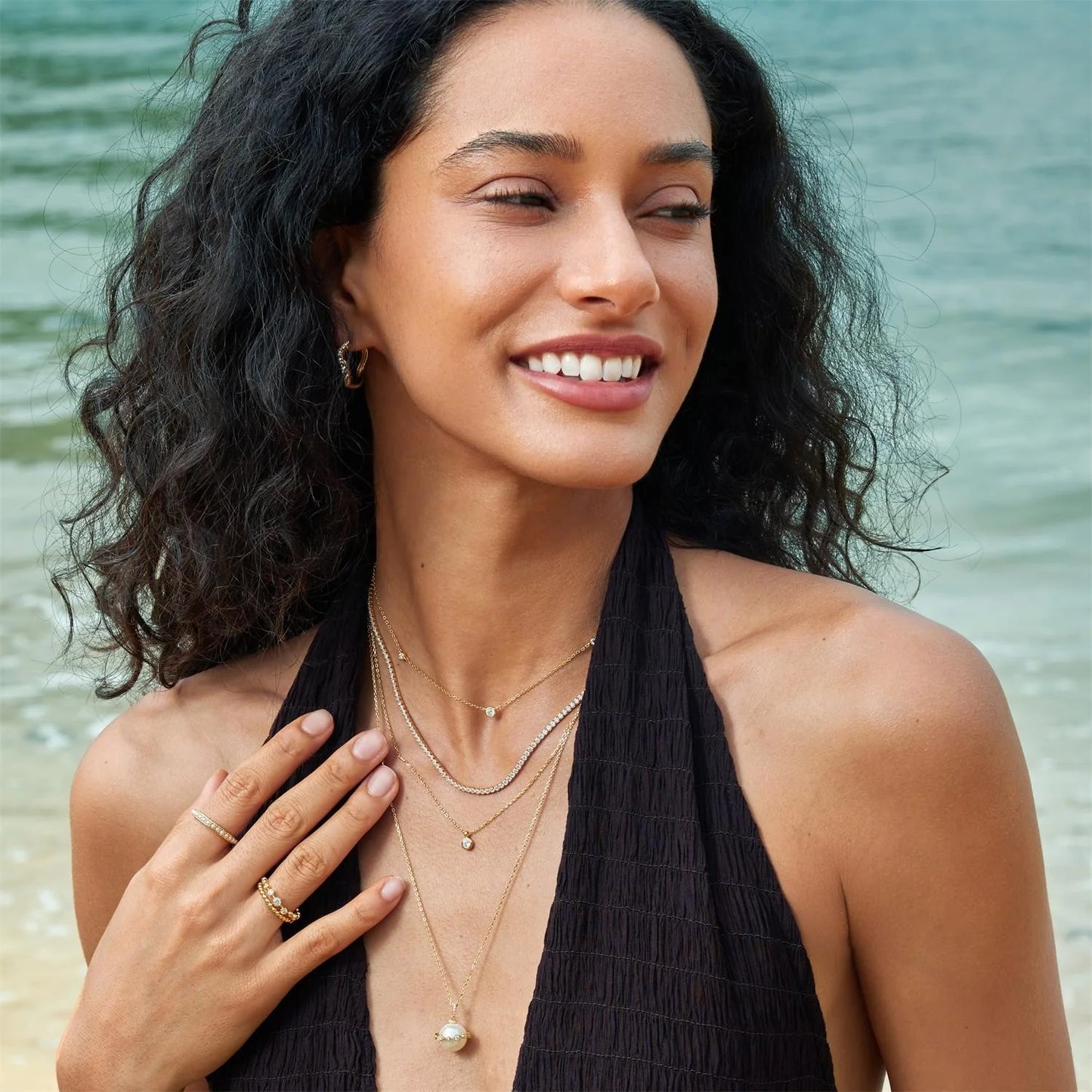 Ania Haie Gold Plated Classic Bezel Set Solitaire Necklace