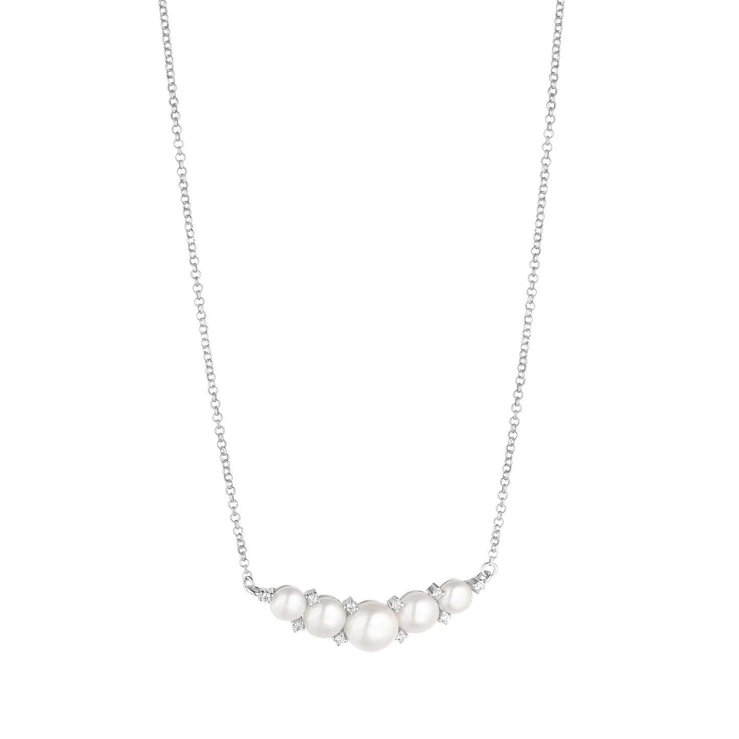 Sterling Silver Multi Pearl & CZ Necklace