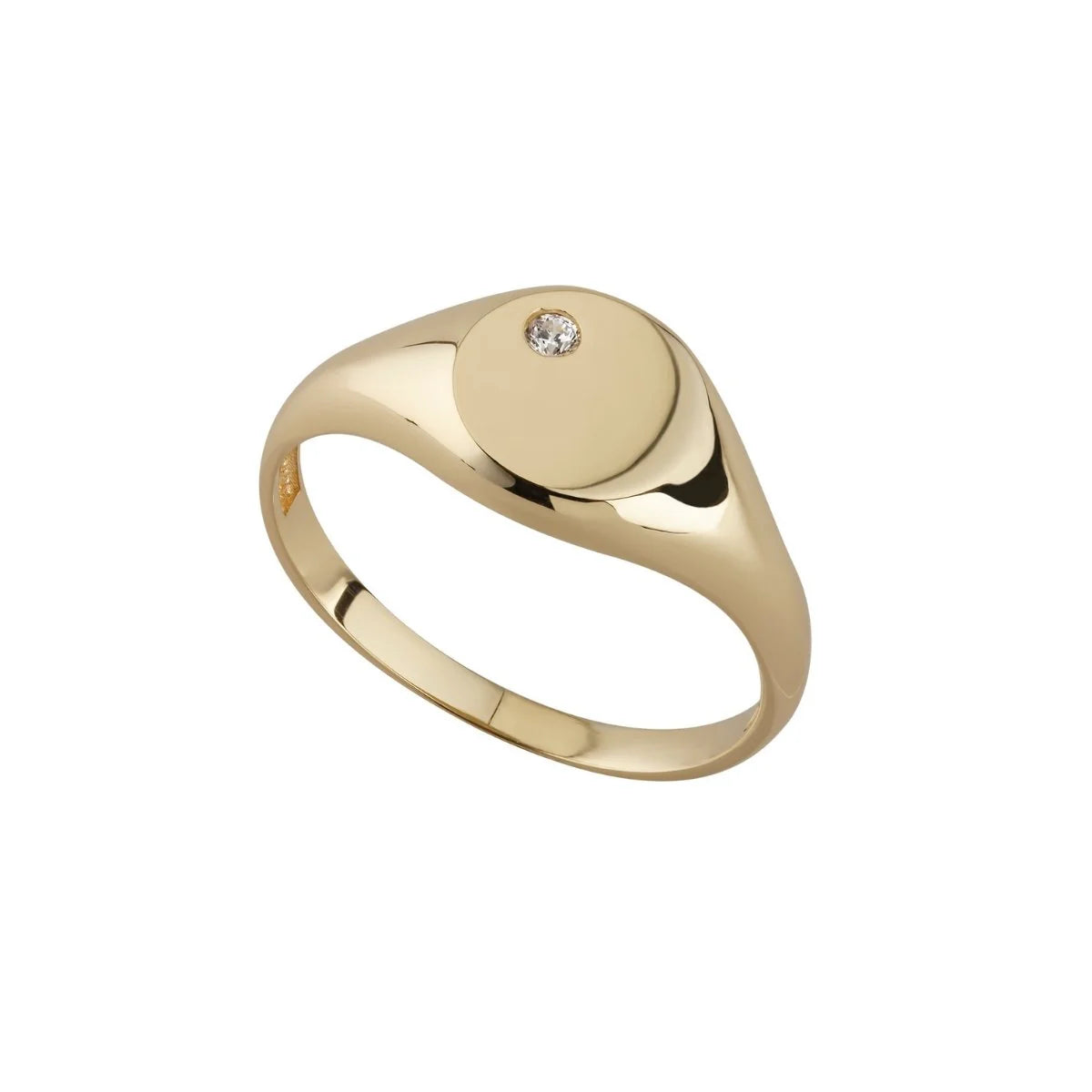 9ct Yellow Gold Round CZ Signet Ring
