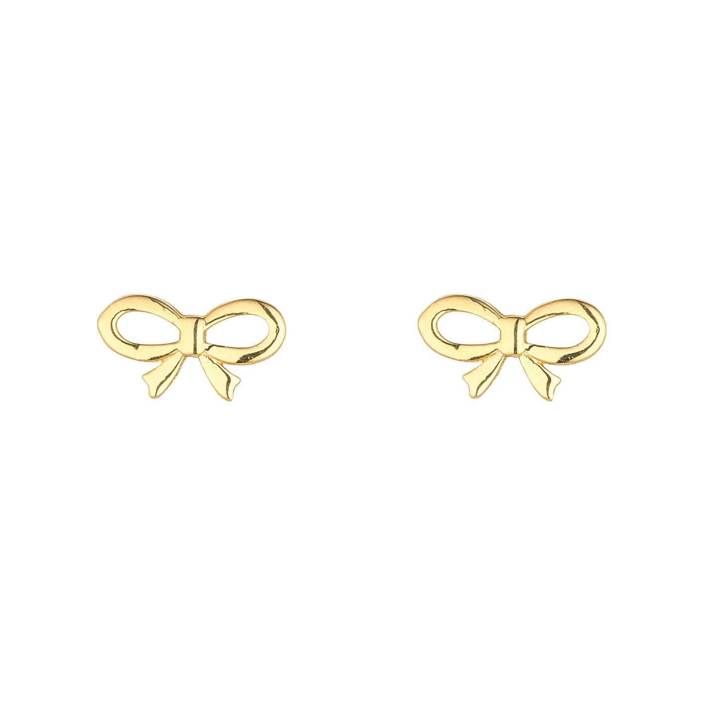 9ct Yellow Gold Cute Open Bow Stud Earrings