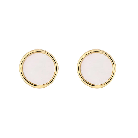 9ct Yellow Gold Mother of Pearl Disc Stud Earrings