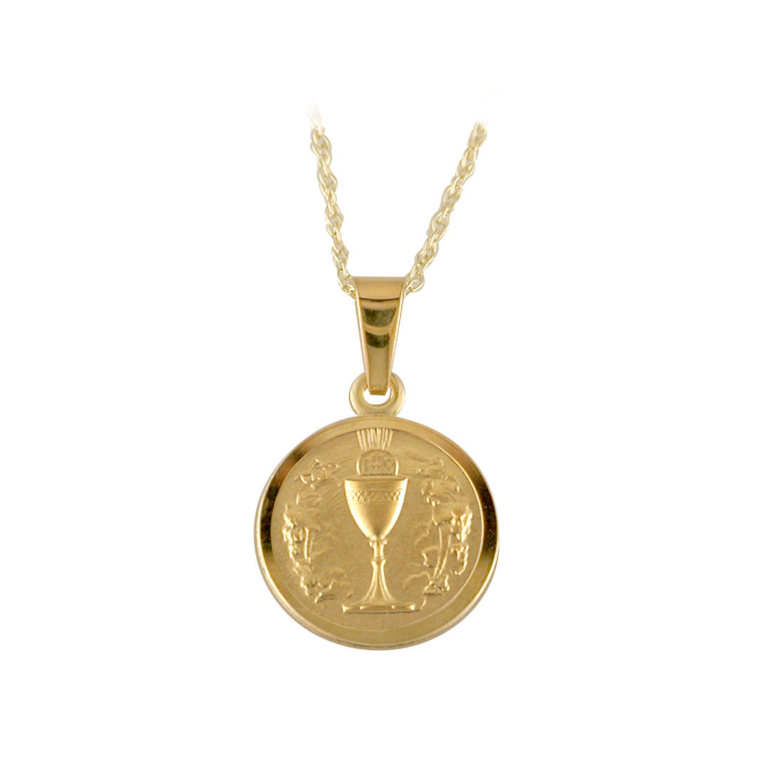 9ct Yellow Gold Chalice Medal Pendant Necklace