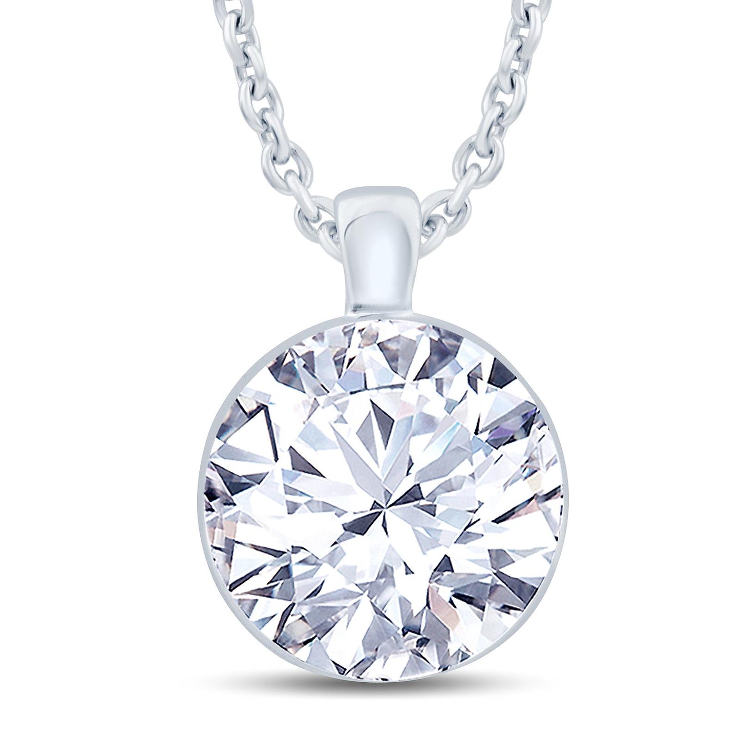 18ct White Gold Solitaire Round Diamond Pendant Necklace, 0.30ct