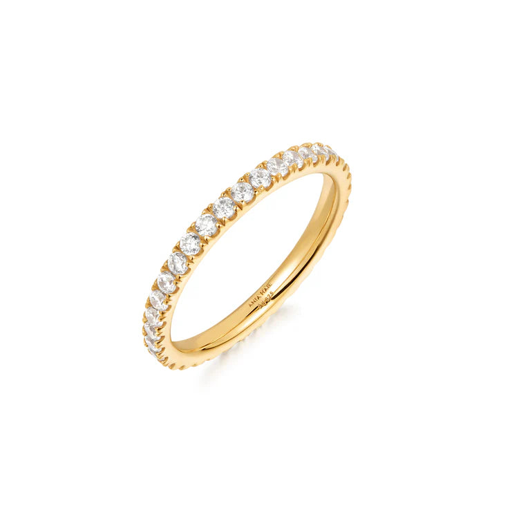 Ania Haie Gold Plate CZ Pavé Ring - Size 58