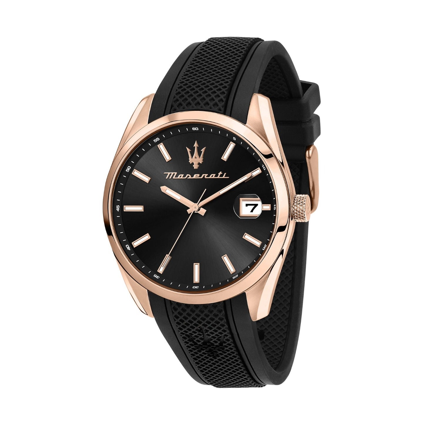 Maserati 43mm Attrazione Rose Gold Stainless Steel Silicone Strap