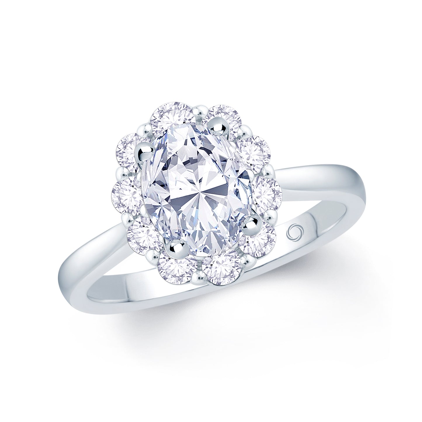 Platinum Oval & Halo Diamond Ring, 0.76ct