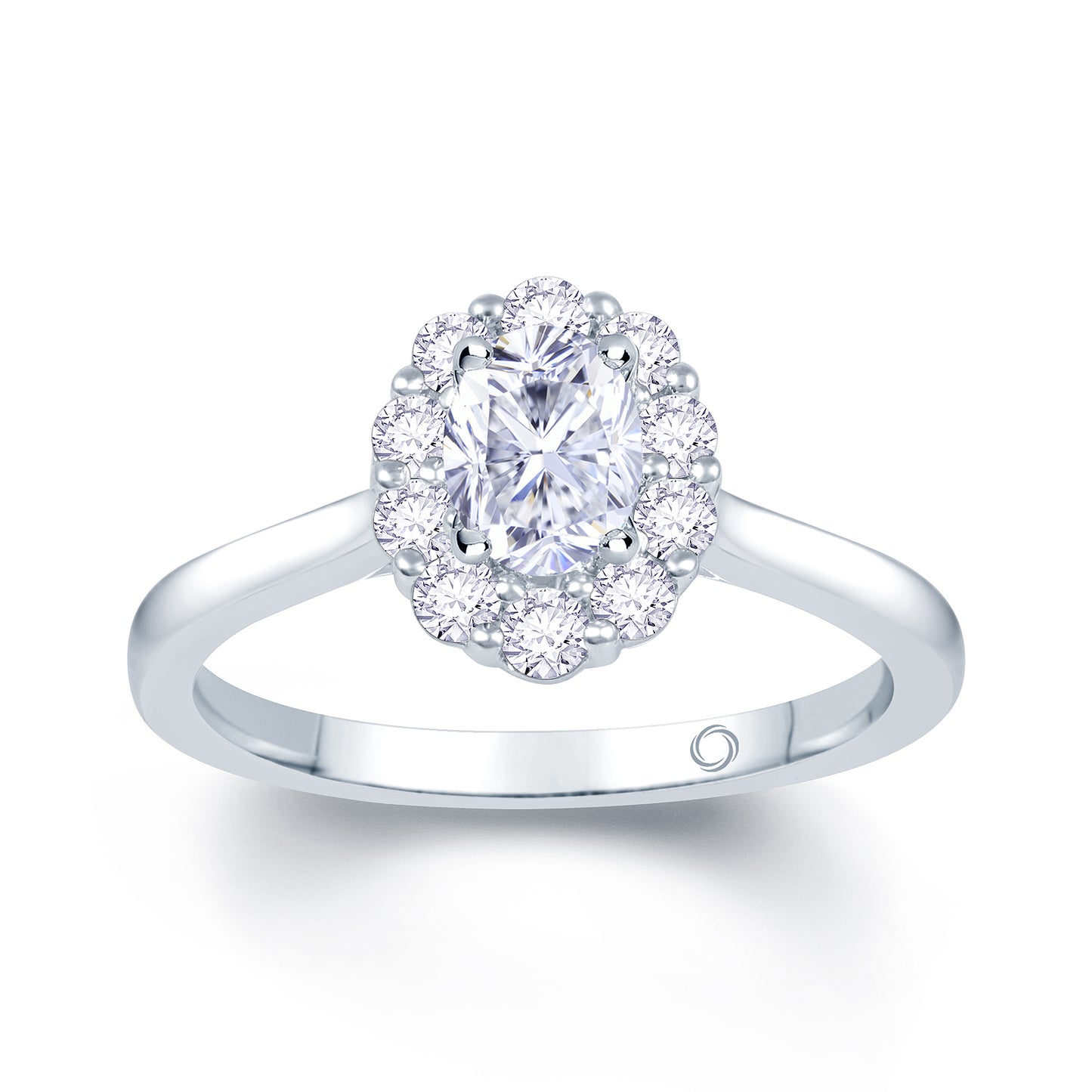 Platinum Oval & Halo Diamond Ring, 0.46ct