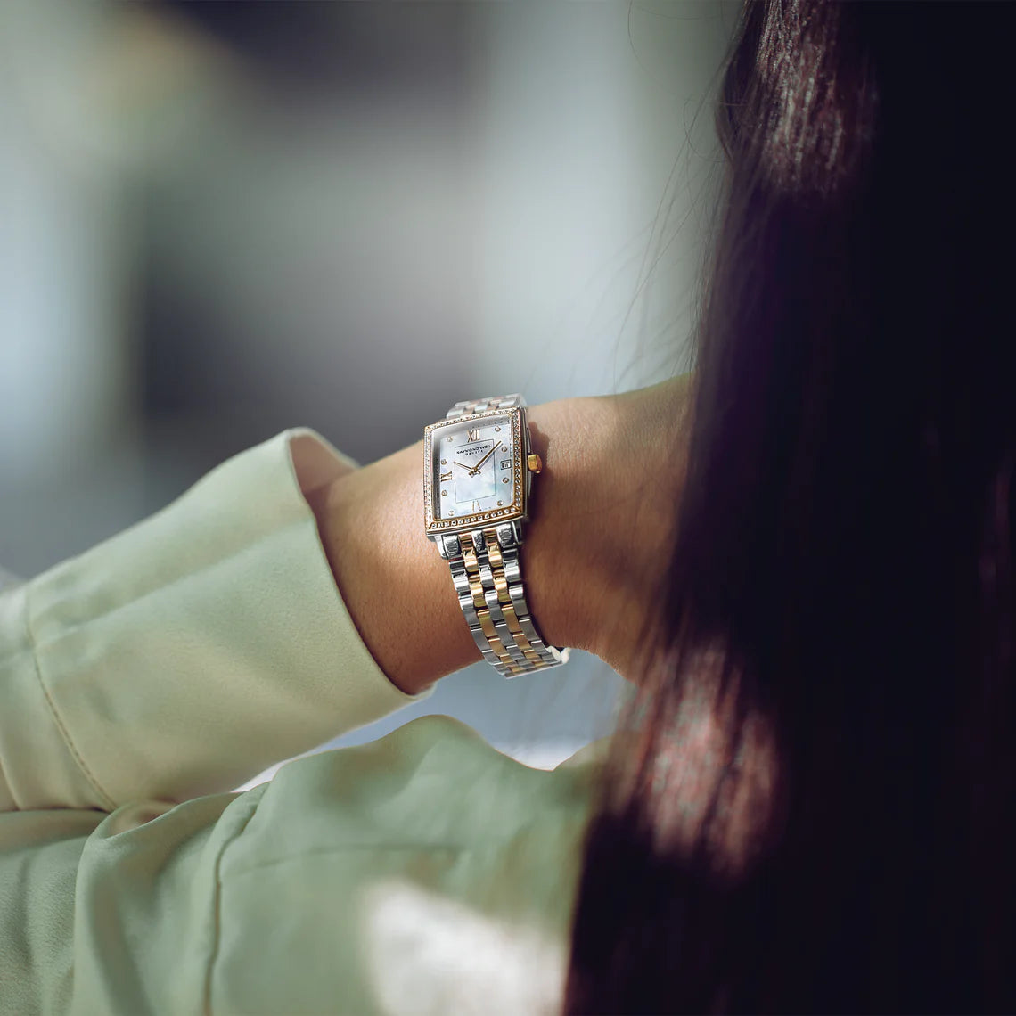 Raymond Weil 28mm Toccata 68 Diamonds Rectangle Dial Duo Tone Watch