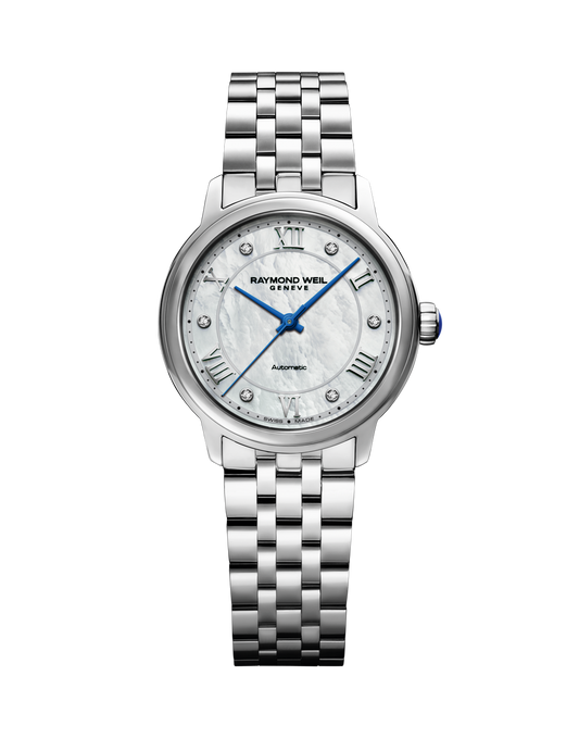 Raymond Weil 31mm Maestro Mother of Pearl Diamond Dial Stainless Steel Watch