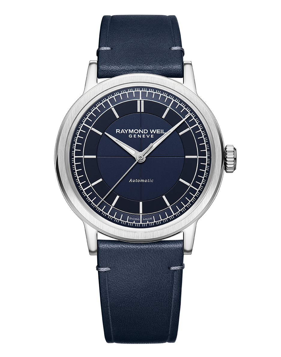 Raymond Weil 40mm Millesime Blue Leather Strap Men s Watch