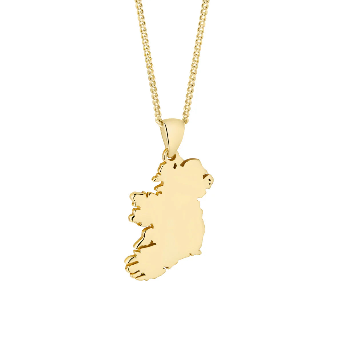 Yellow Gold Plated Large Map of Ireland Necklace