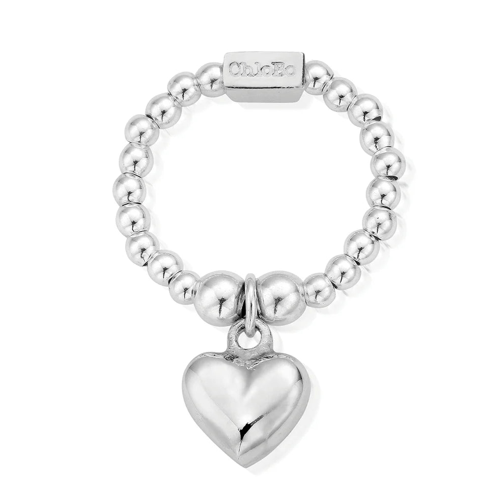 ChloBo Sterling Silver Mini Puffed Heart Ring - Size Medium
