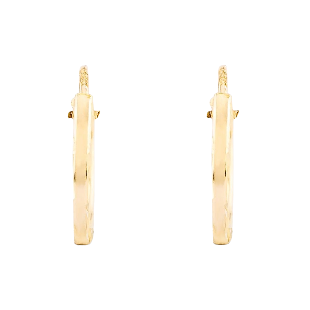 9ct Yellow Gold 10mm Diamond Cut Edge Hoop Earrings