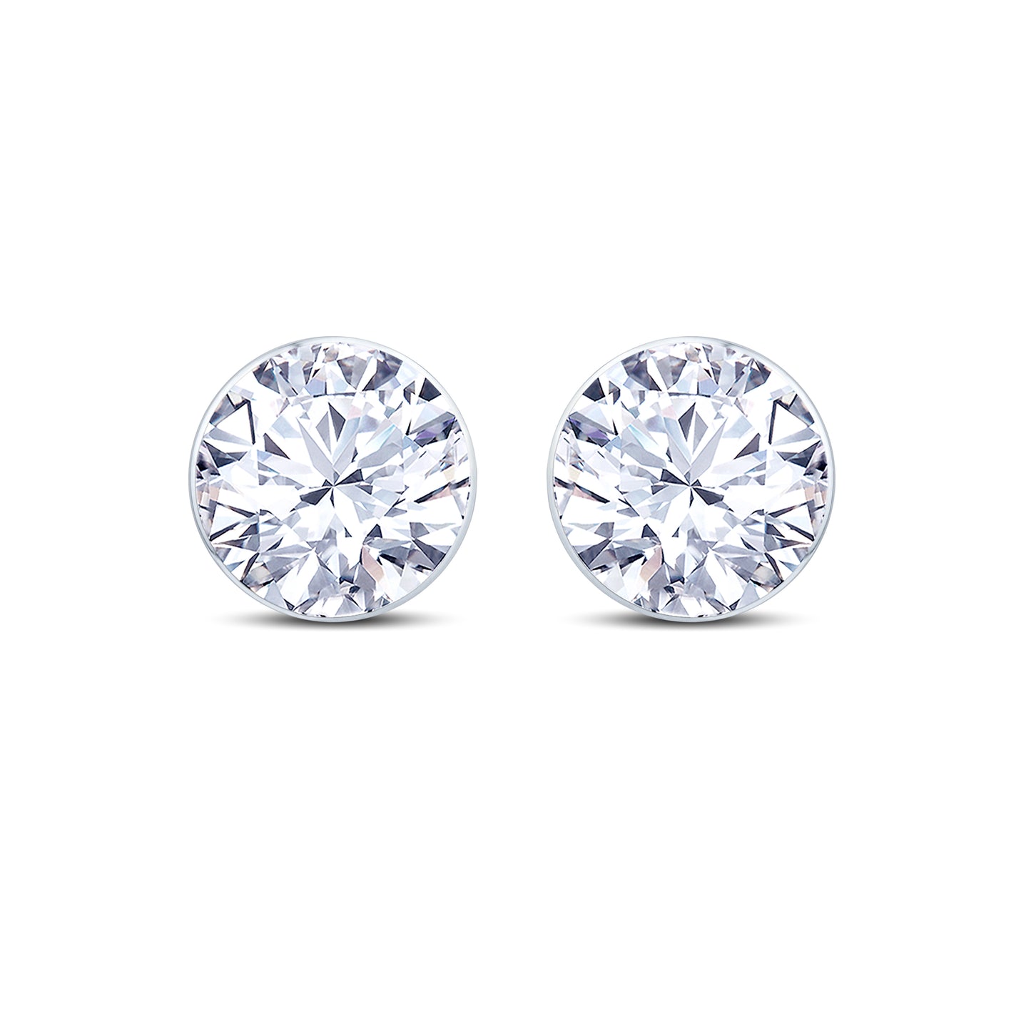 18ct White Gold Diamond Rub-Over Round Stud Earrings, 0.30ct
