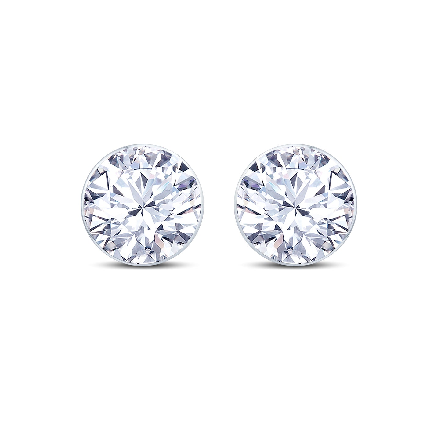 18ct White Gold Diamond Rub-Over Round Stud Earrings, 0.40ct