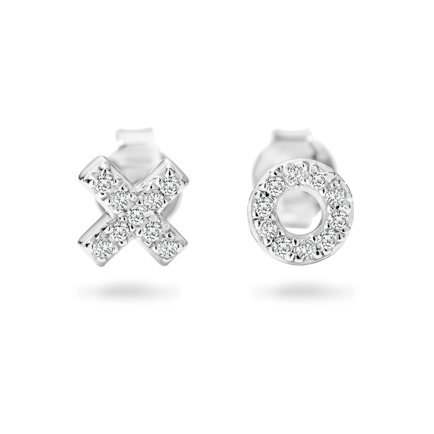 Sterling Silver CZ Kiss Hug Stud Earrings