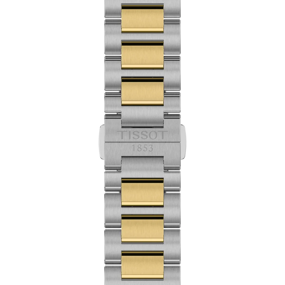 Tissot 39mm PRC 100 Solar, Yellow Gold PVD & Silver with Date Dial, Bracelet Watch