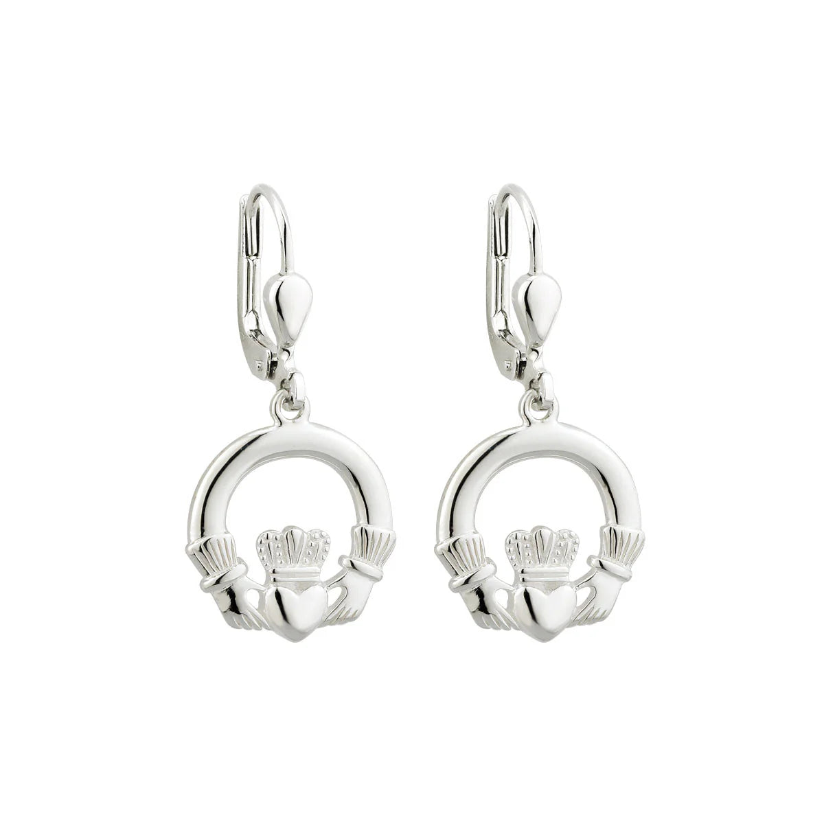 Sterling Silver Claddagh Drop Earrings