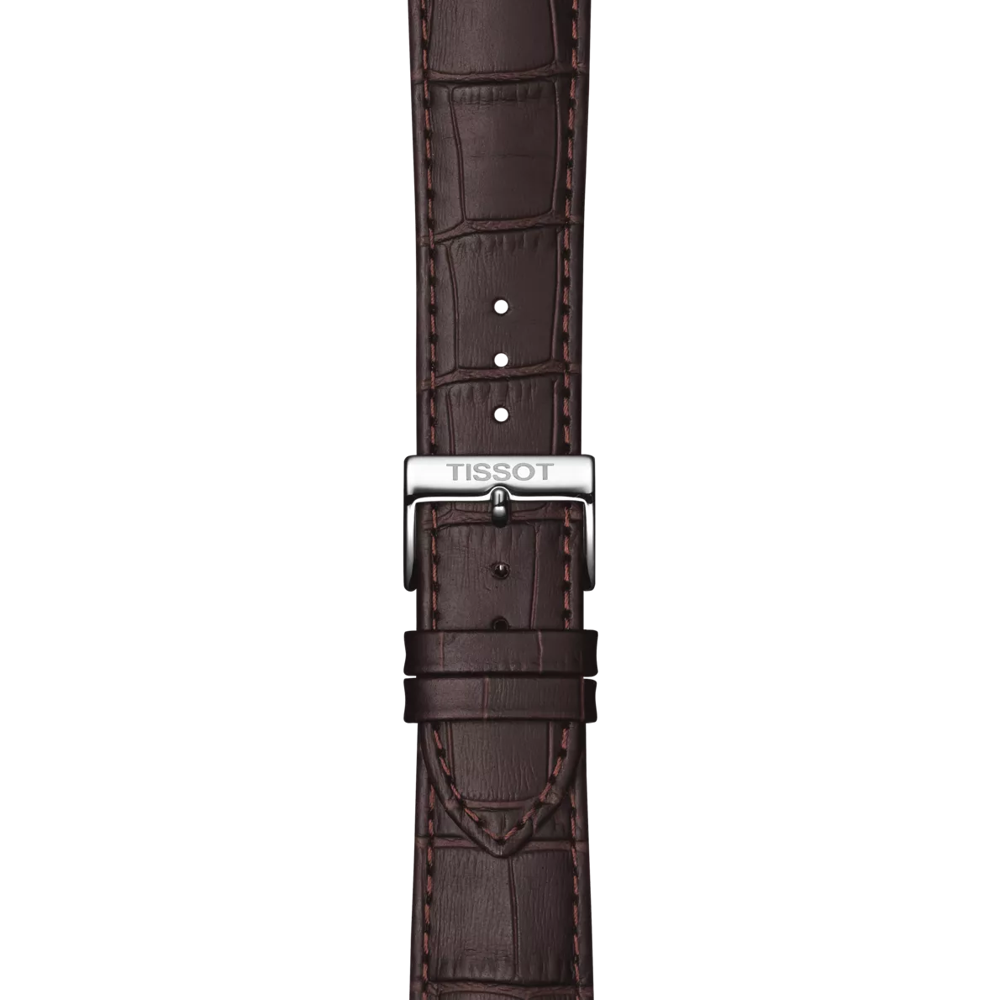 Tissot 42mm Silver Tone Classic Dream, White & Date Dial, Gents Brown Strap Watch