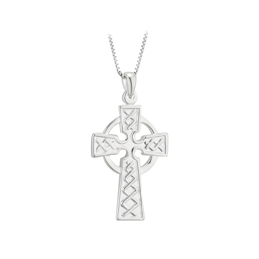 Sterling Silver Embossed Celtic Cross Pendant