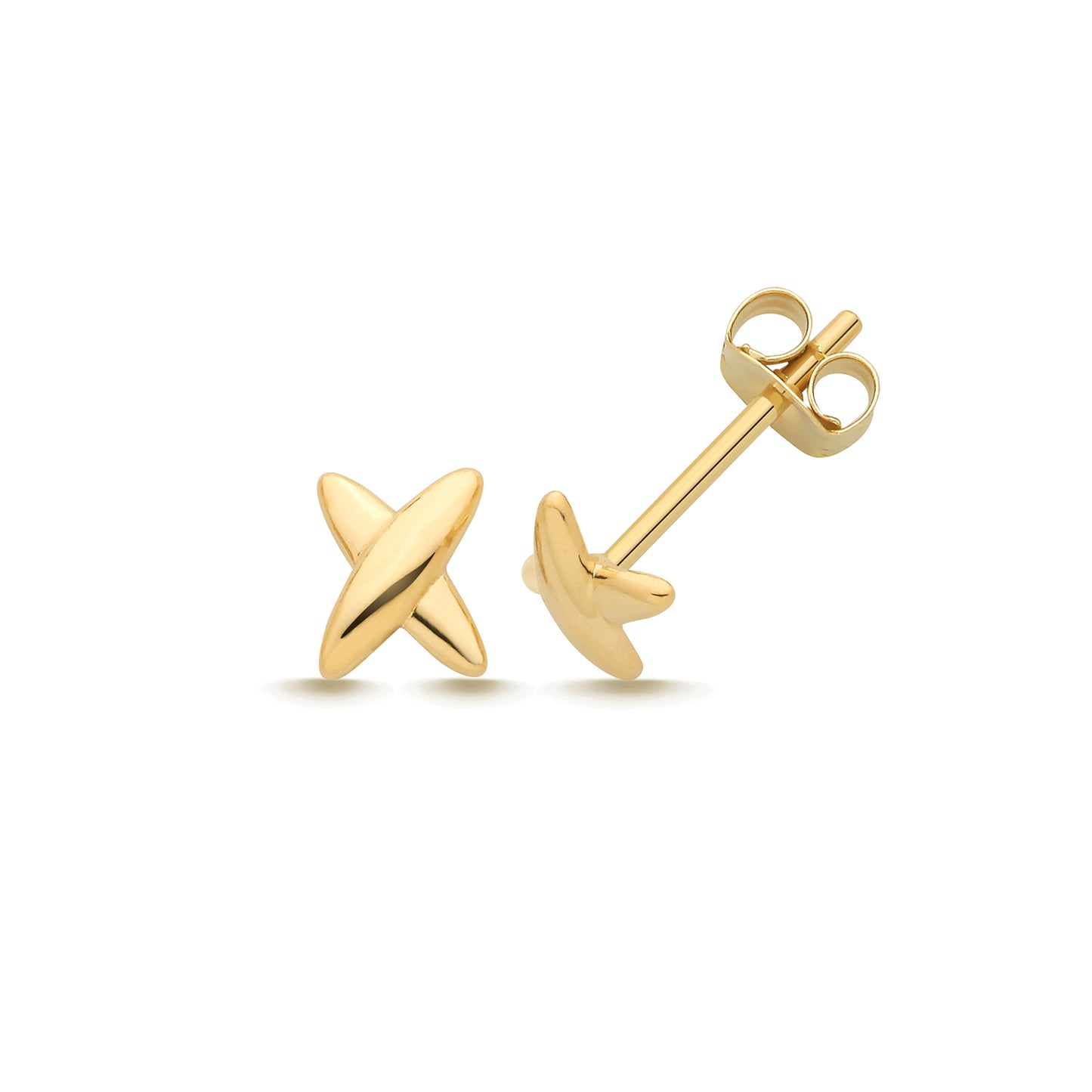 9ct Yellow Gold X Shaped Stud Earrings