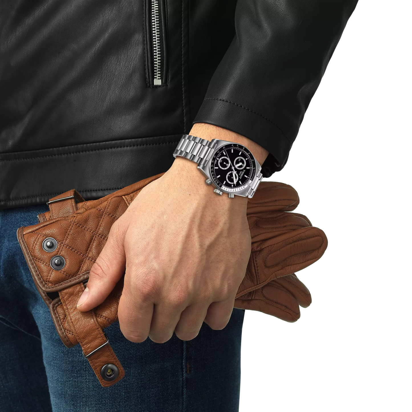 Tissot 40mm PR516, Black Techymeter Chronograph, Gents Bracelet Watch