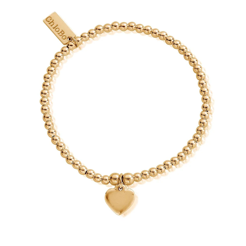 ChloBo Yellow Gold Plated Cute Charm Heart Bracelet