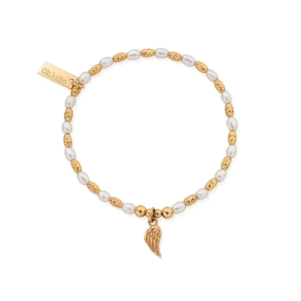 ChloBo Gold Plated Forever & Always Pearl Charm Bracelet