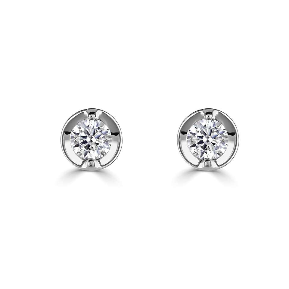 18ct White Gold 0.15ct Diamond Round Stud Earrings
