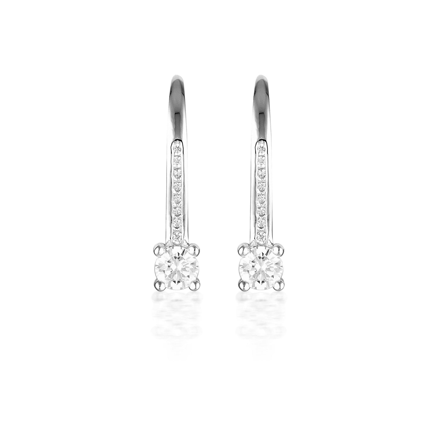 Sterling Silver CZ Pendant Hoop Earrings