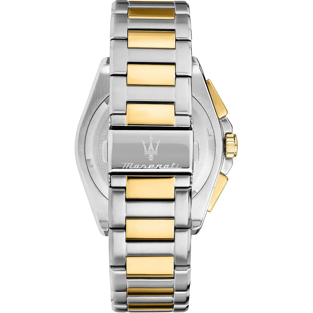 Maserati 43mm Velocità Two-Tone Stainless Steel Black Dial Chronograph Bracelet Watch