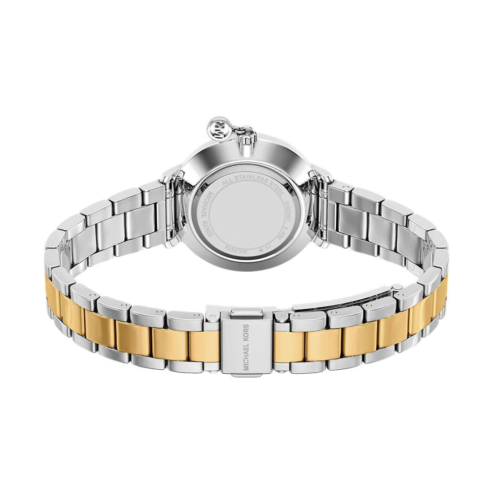 Michael Kors 32mm Ladies Pyper Pavé Two Tone Stainless Steel Bracelet Watch