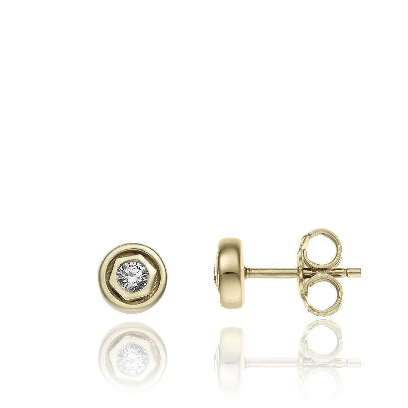 Chimento Armillas Be Mine 18ct Yellow Gold Diamond Stud Earrings