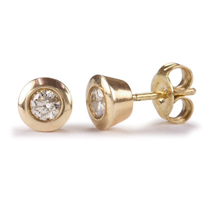 9ct Yellow Gold Bezel Set 0.20ct Diamond Earrings