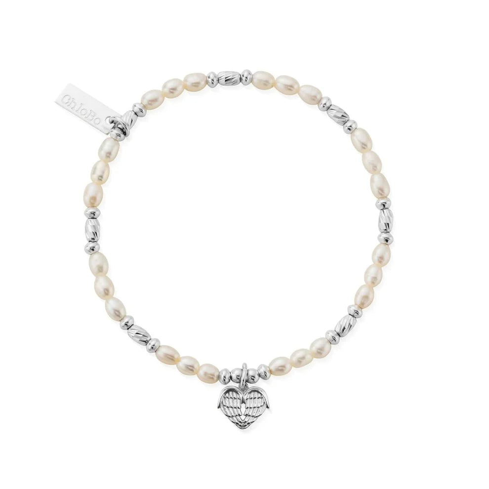 ChloBo Sterling Silver Heart of Love Freshwater Pearl Bracelet