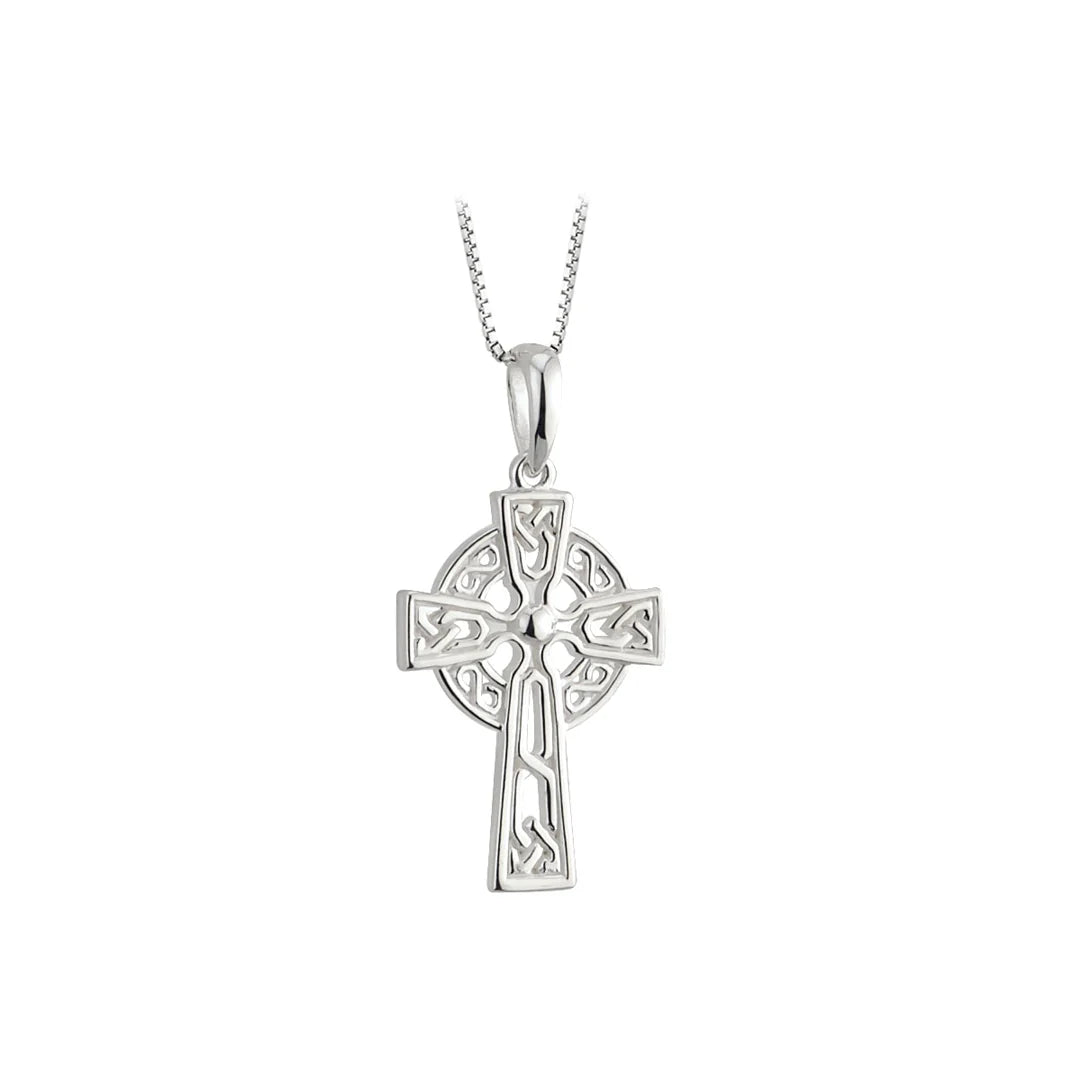 Sterling Silver Filagree Celtic Cross Pendant Necklace