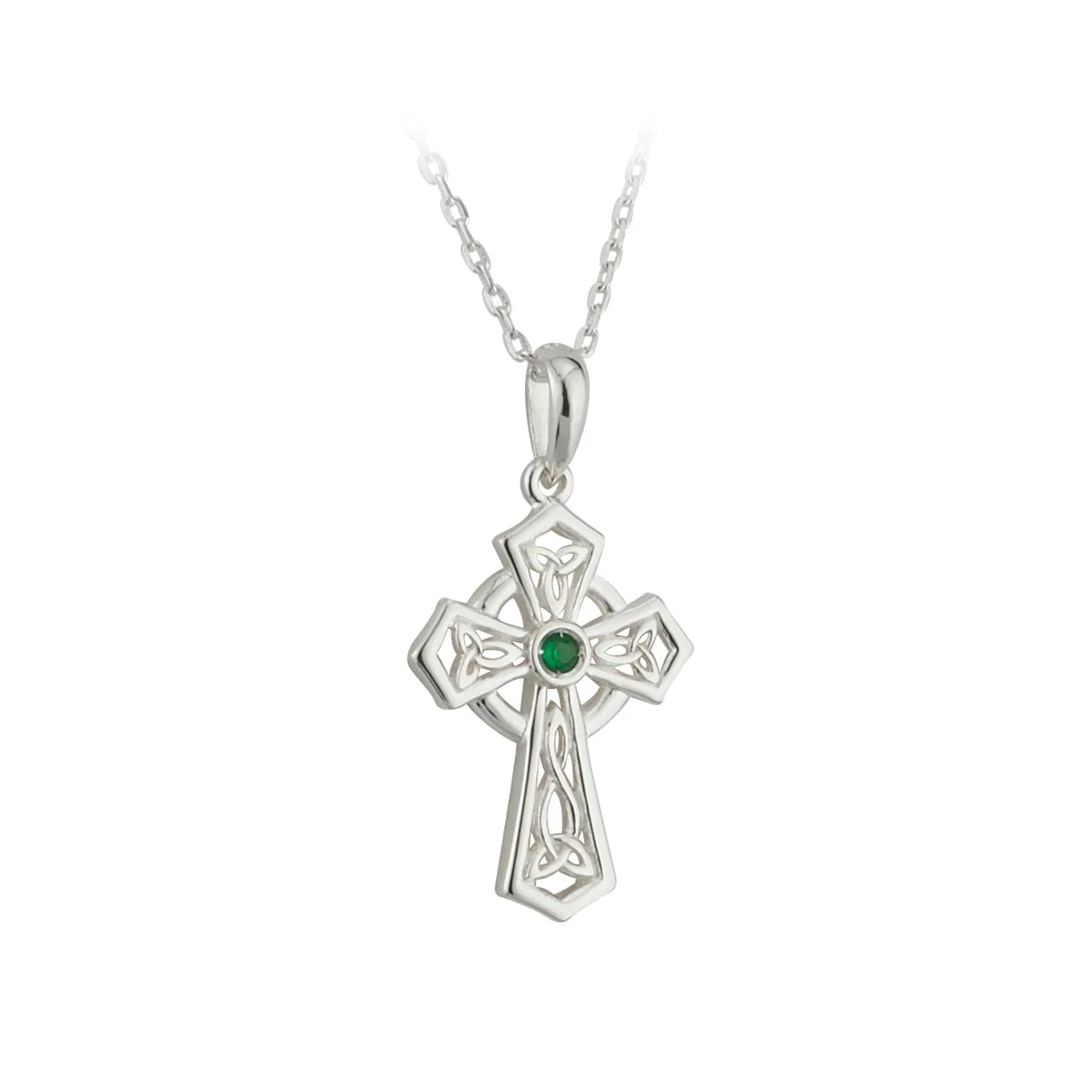 Sterling Silver Trinity Knot Cross Pendant Necklace