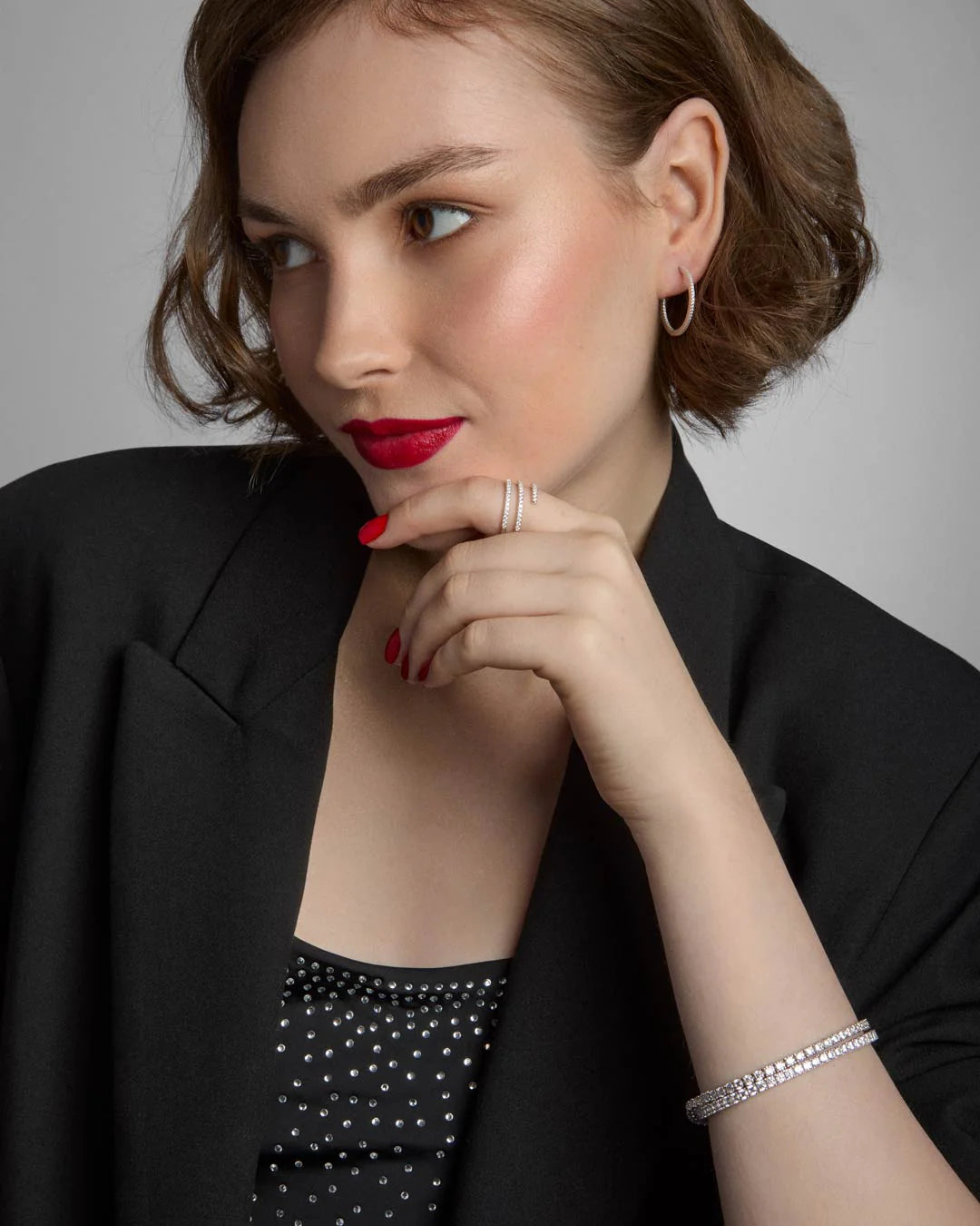 Sterling Silver 25mm Tennis Hoop CZ Earrings