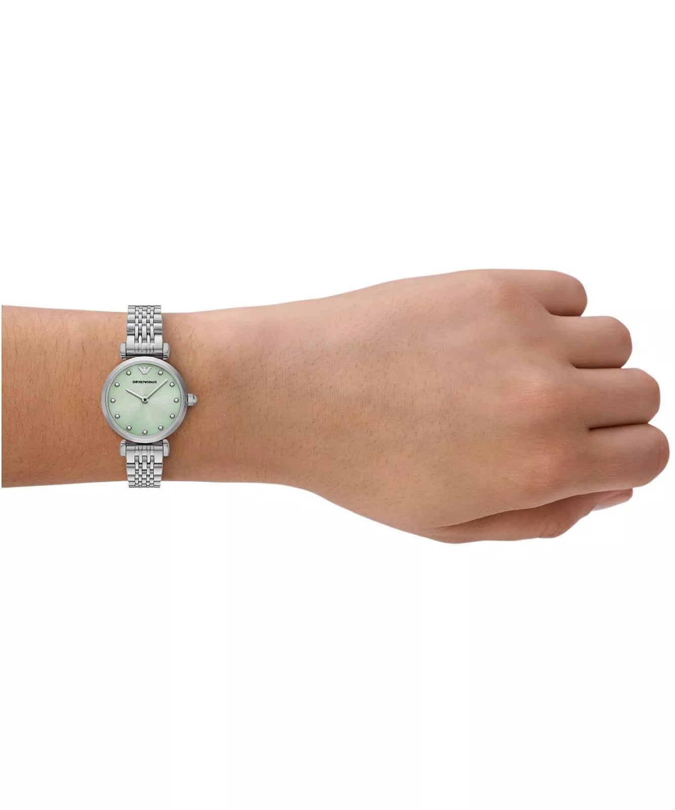 Emporio Armani 28mm Gianni T-Bar Green Dial Silver Link Watch