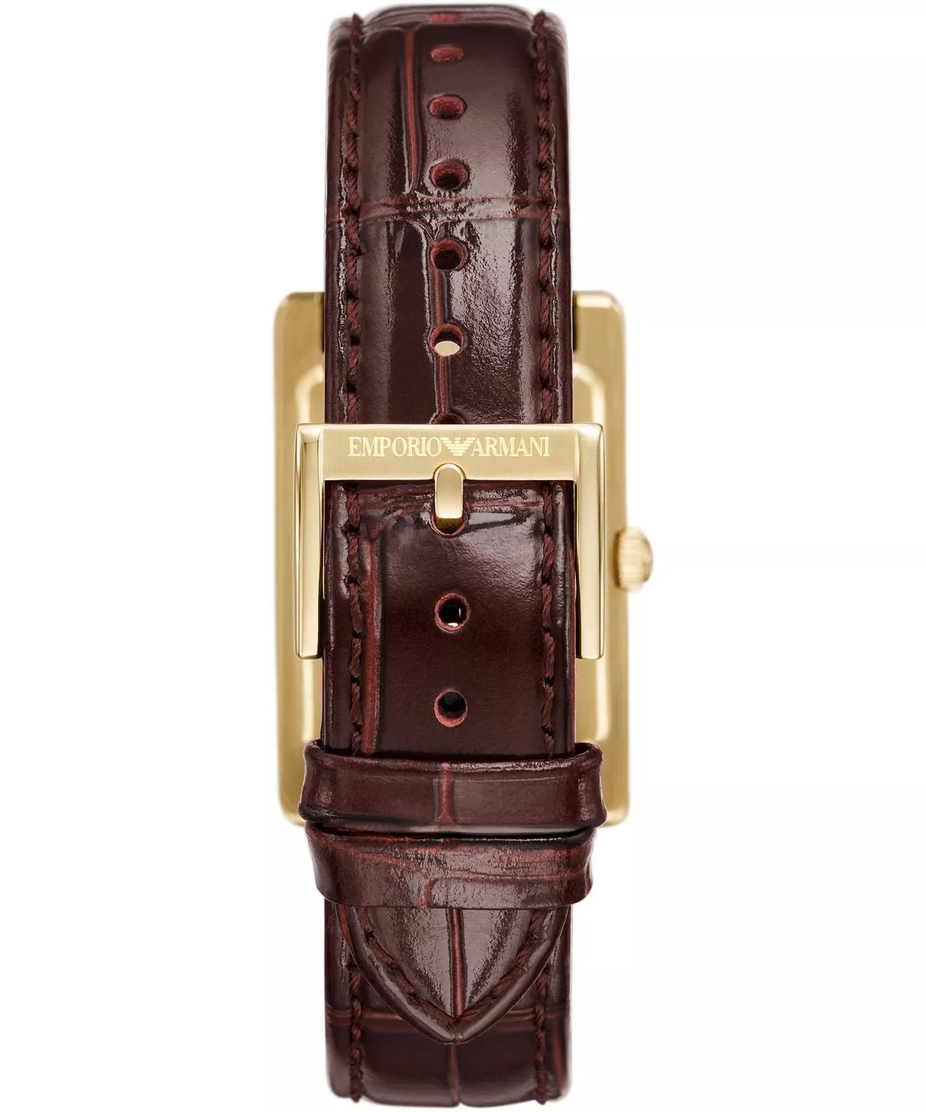 Emporio Armani 25mm Gino White & Gold Tone Brown Strap Watch