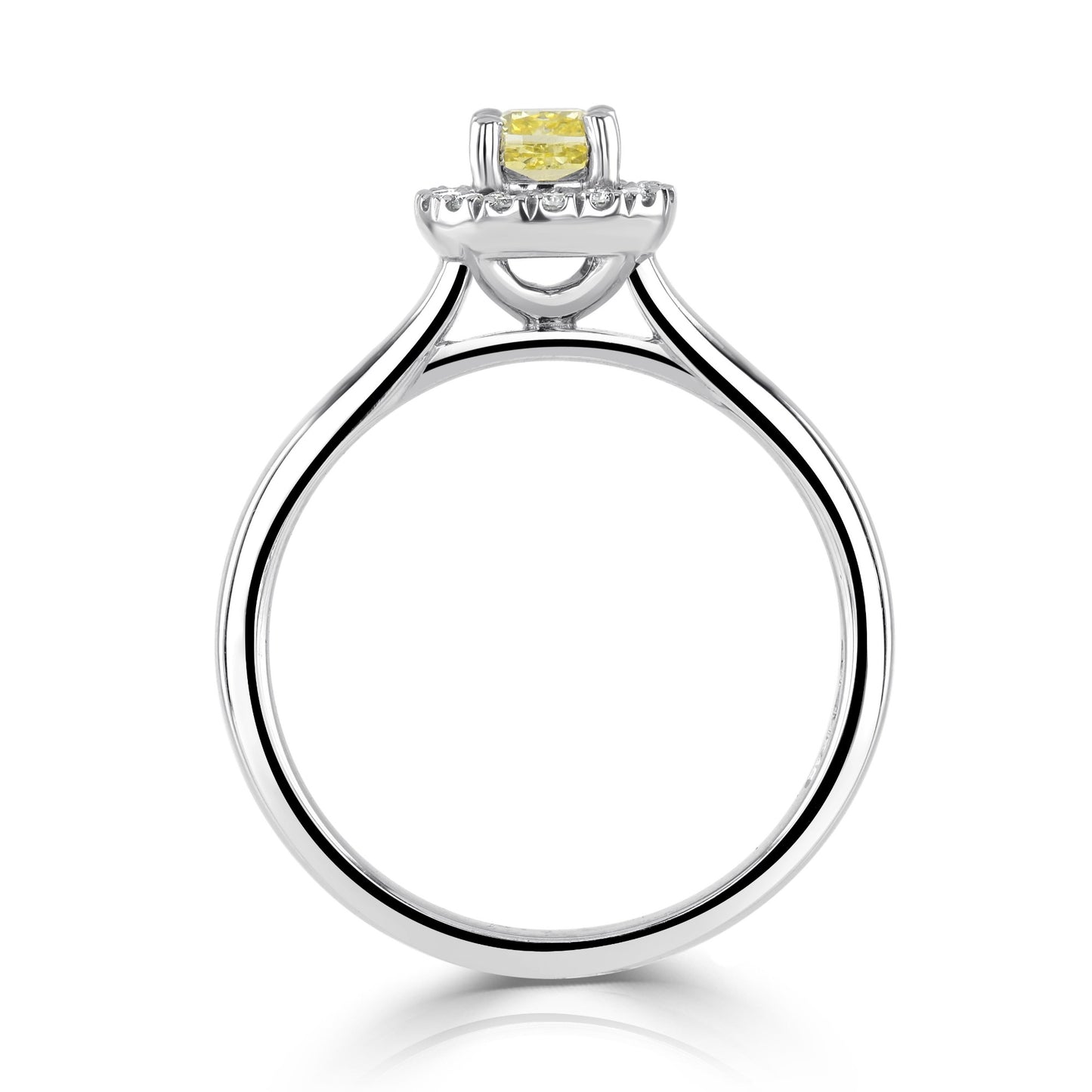 Platinum Yellow Cushion Diamond Halo Ring 0.52ct