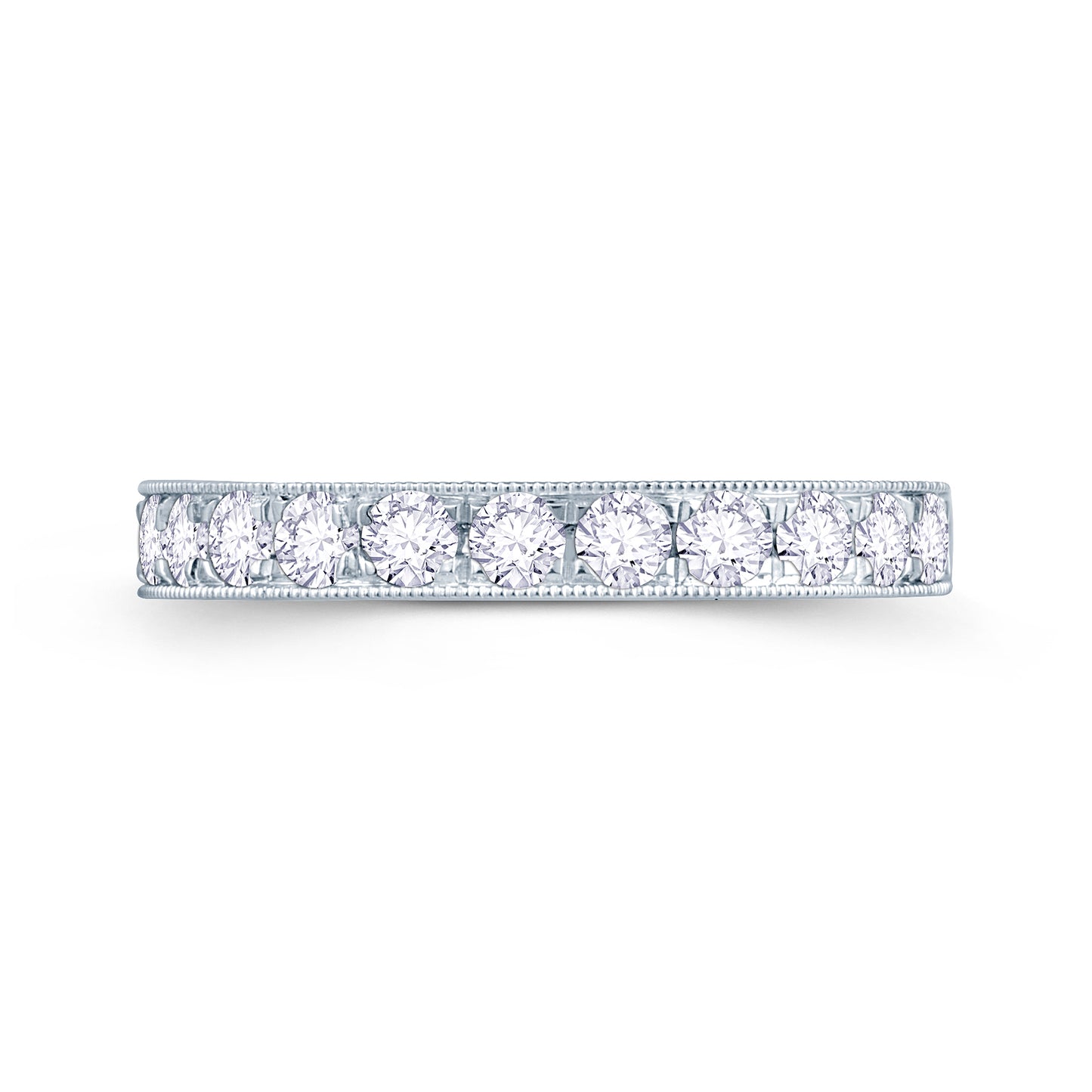 Platinum 0.55ct Round Pave Set 3mm Diamond Ring