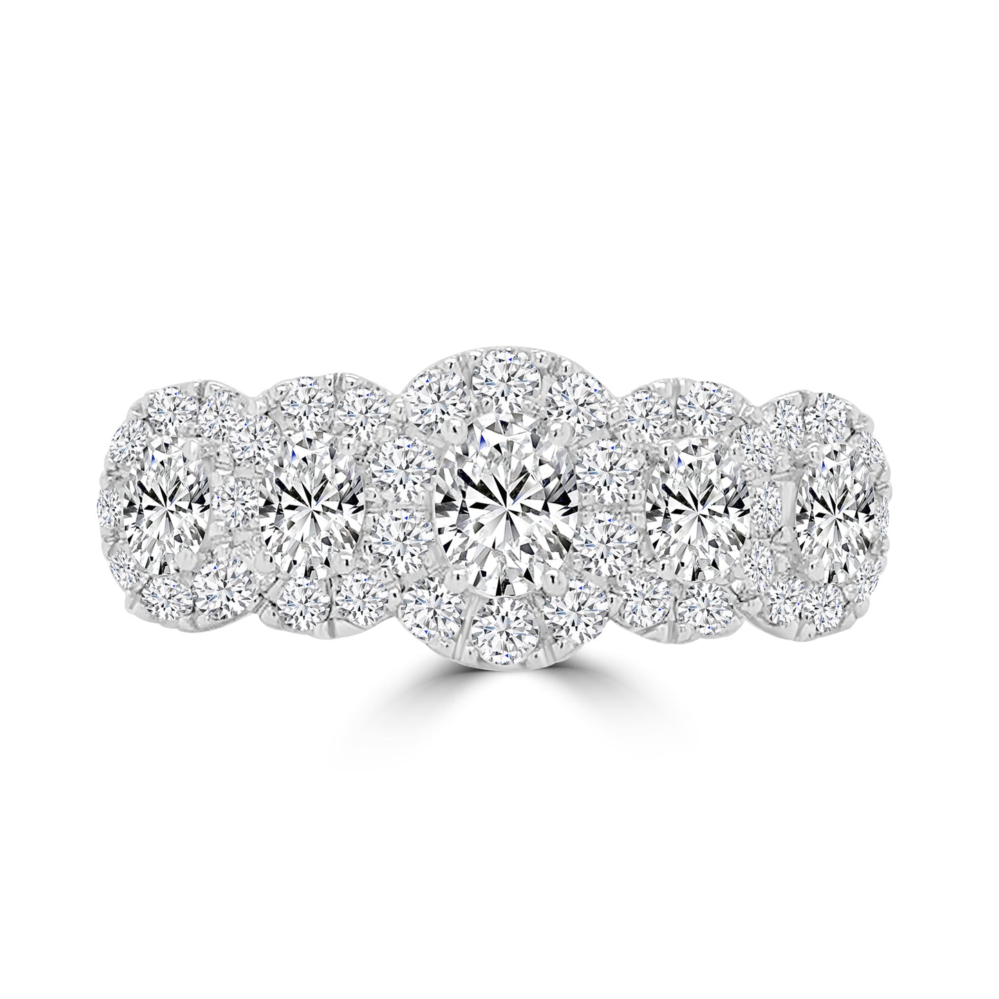 Platinum Oval & Halo Five Stone Diamond Ring 1.16ct