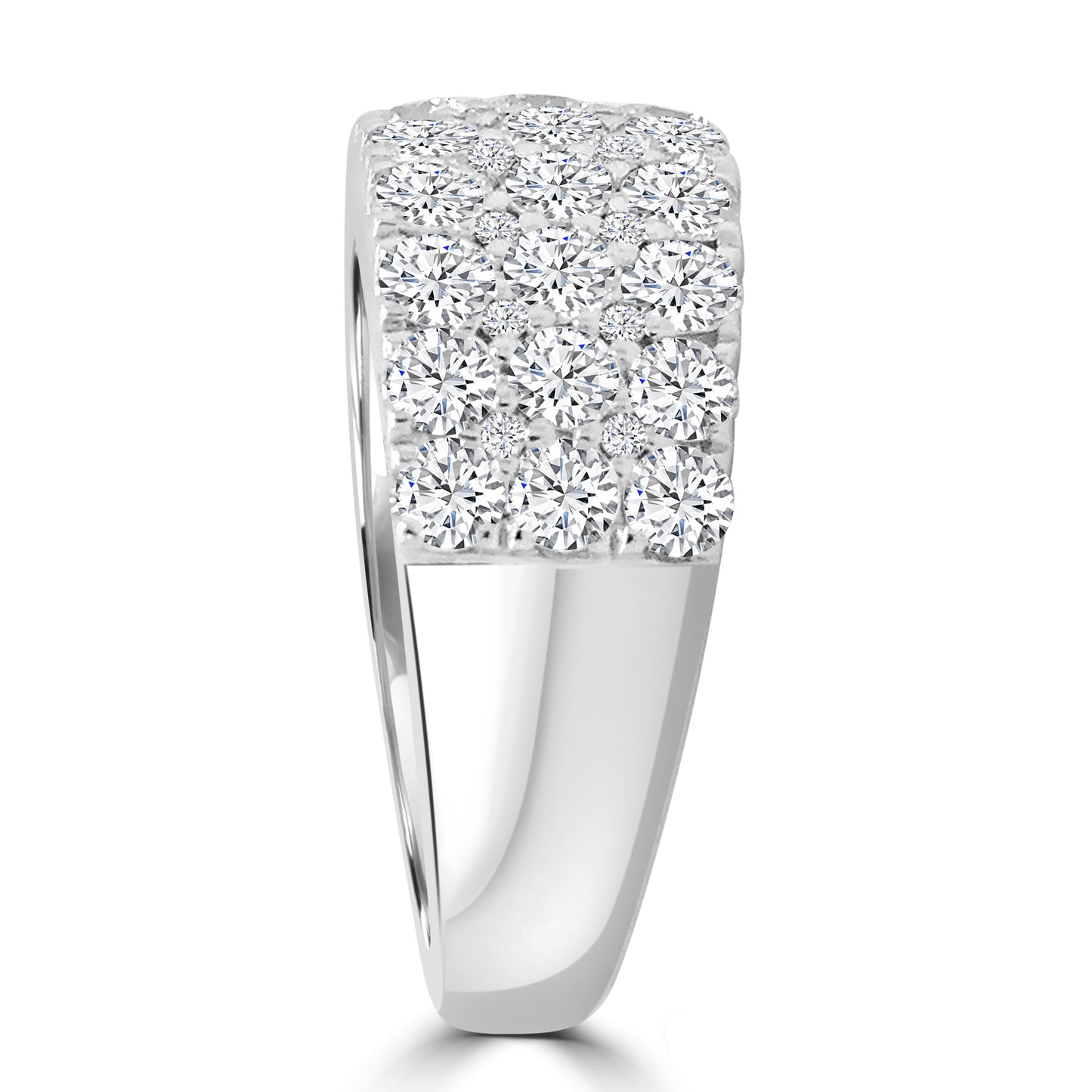 Platinum Three Row Brilliant Round Diamond Eternity Ring 2.12ct