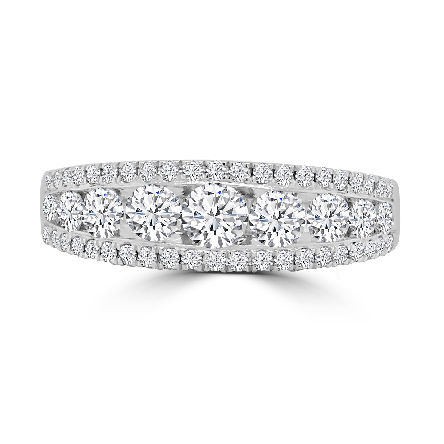 Platinum Three Row Graduating Brilliant Round Eternity Ring 1.00ct